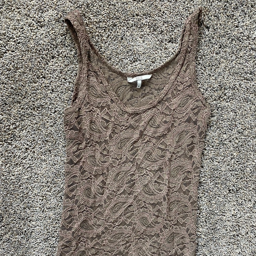 BKE Brown Lace Tank Top Size Small